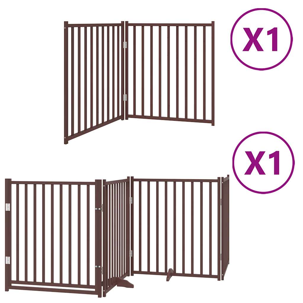 vidaXL Puerta de perros plegable 6 paneles madera álamo marrón 480 cm