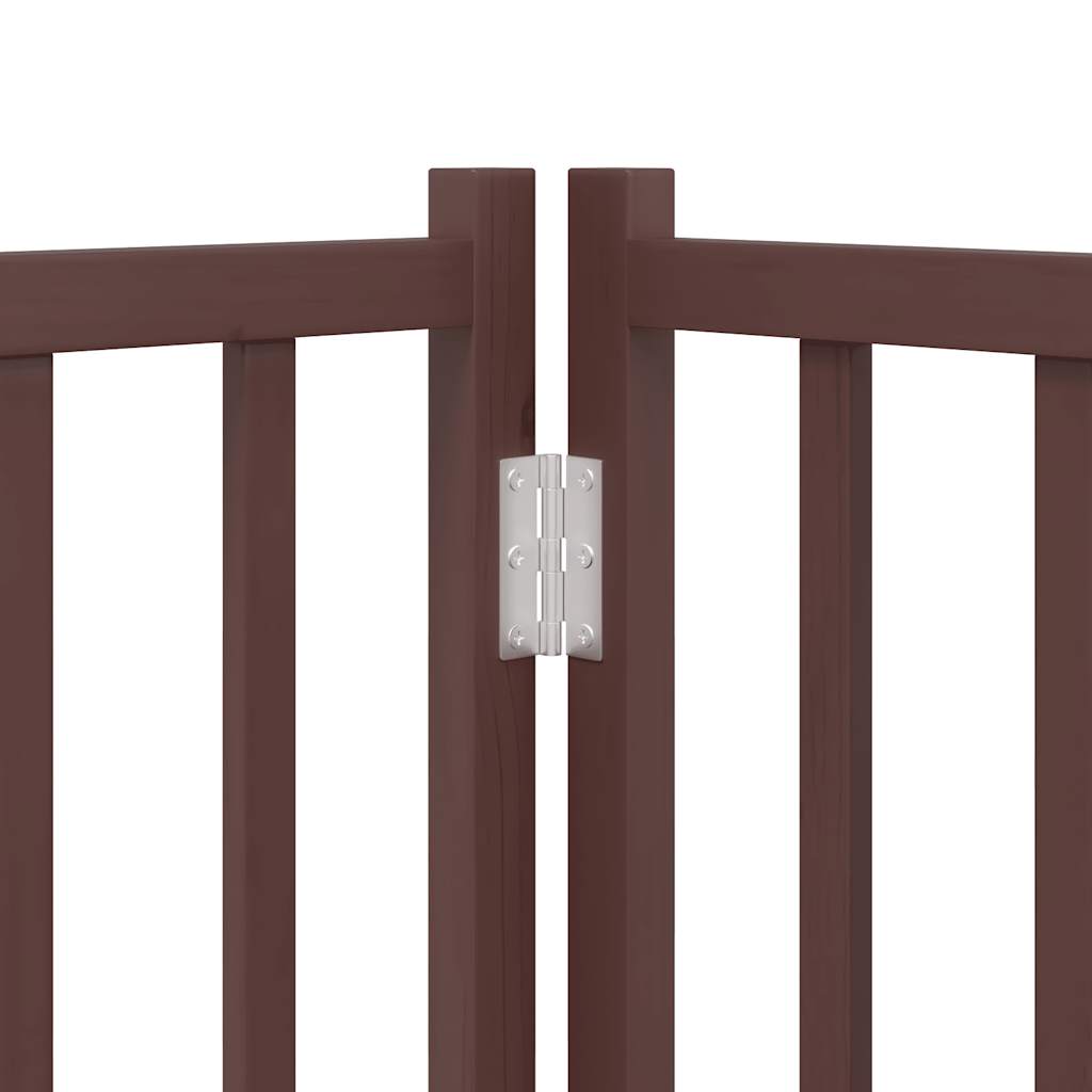 vidaXL Puerta de perros plegable 6 paneles madera álamo marrón 480 cm