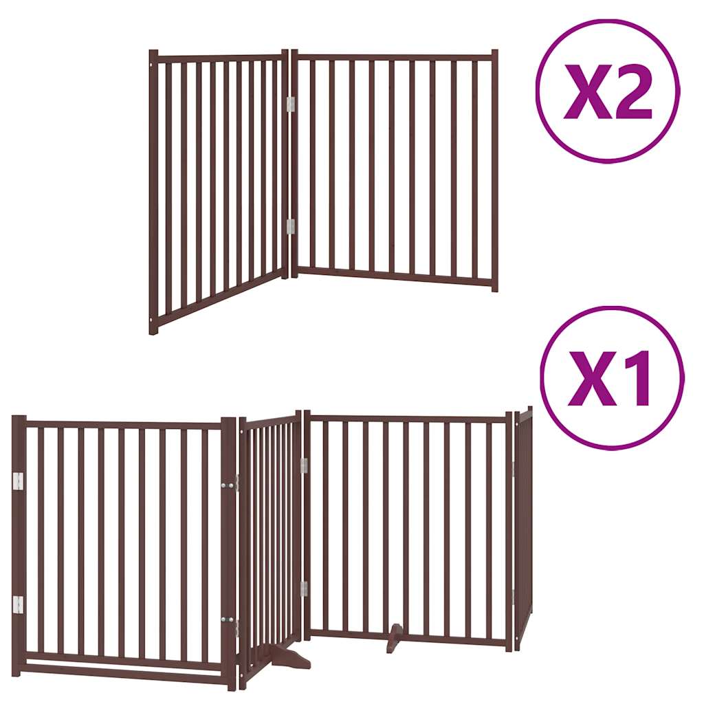 vidaXL Puerta de perros plegable 8 paneles madera álamo marrón 640 cm