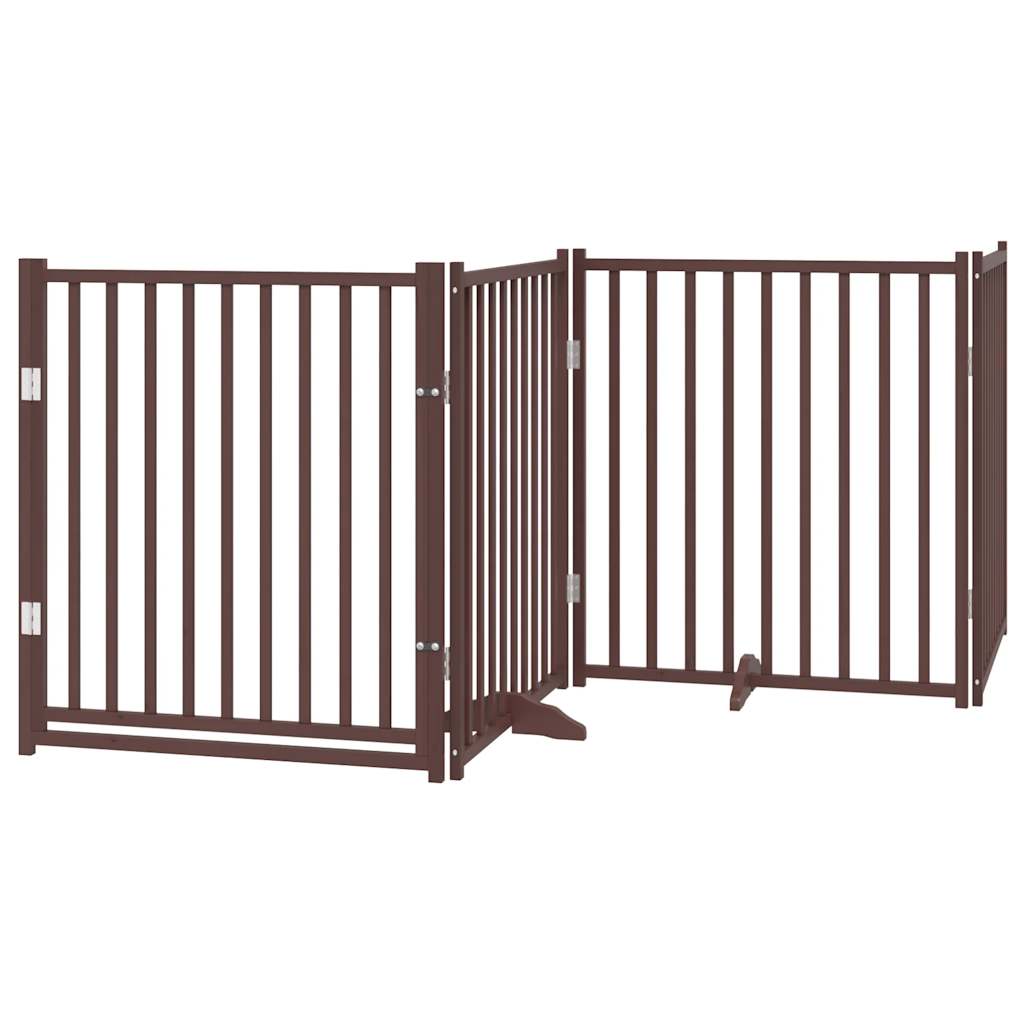 vidaXL Puerta de perros plegable 8 paneles madera álamo marrón 640 cm