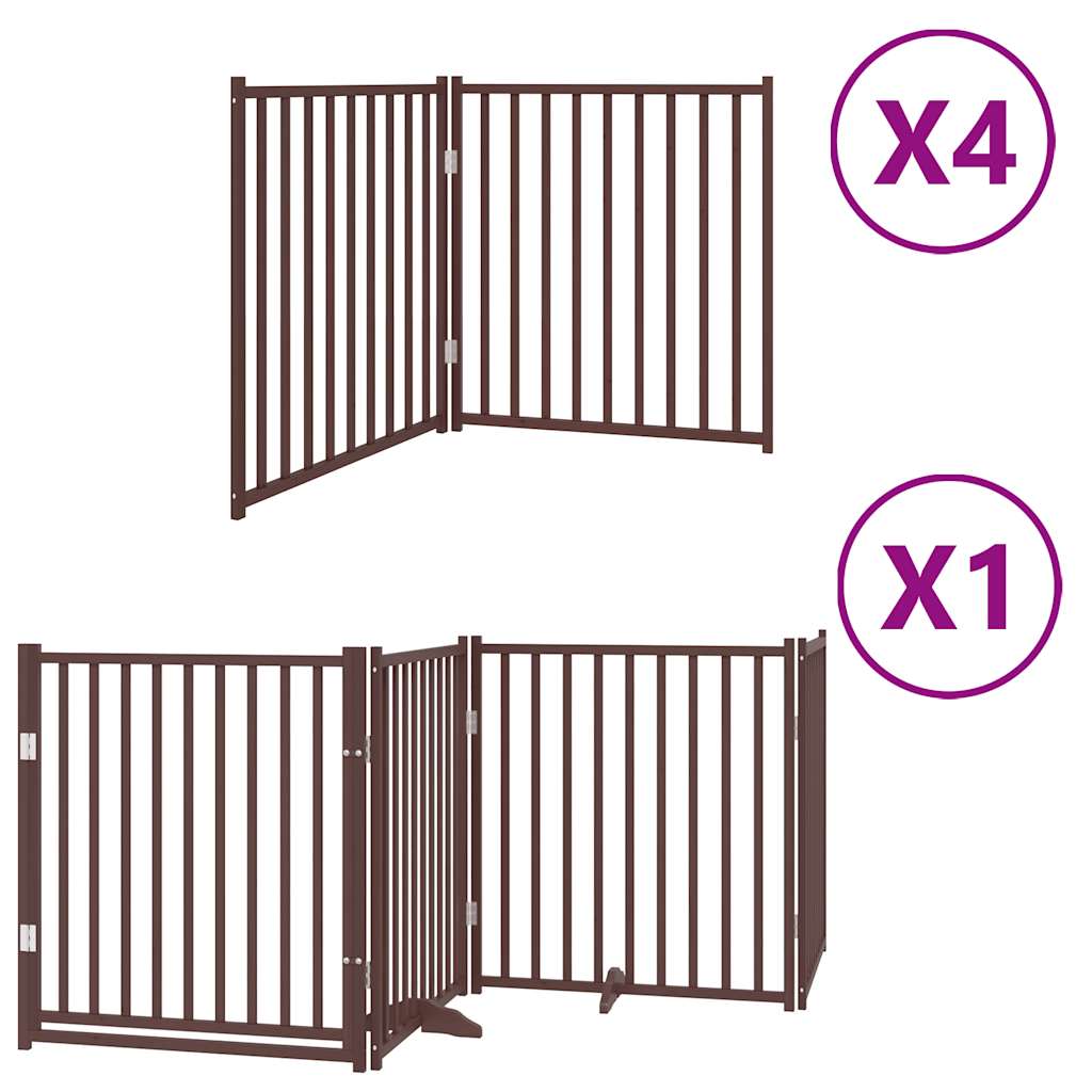 vidaXL Puerta de perros plegable 12 paneles madera álamo marrón 960 cm