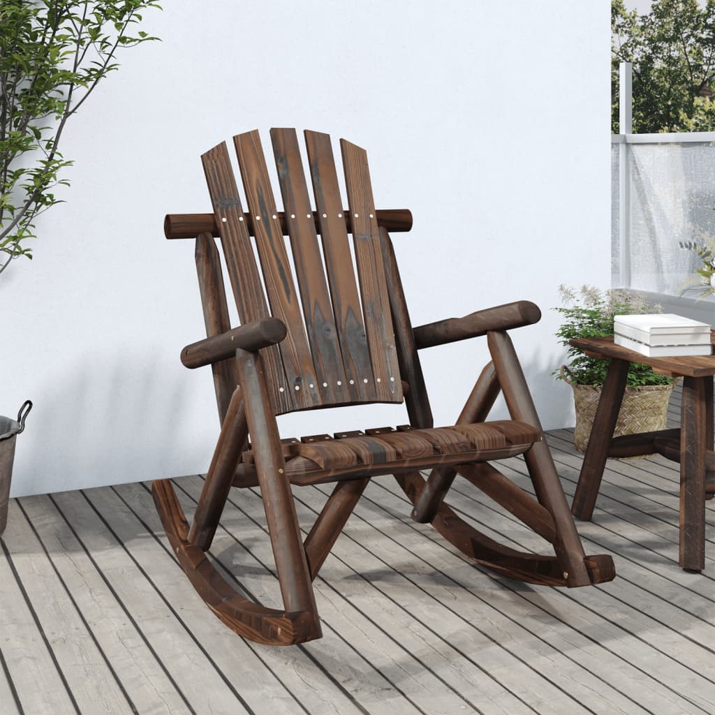 vidaXL Silla mecedora de jardín madera maciza abeto 69x96x101 cm