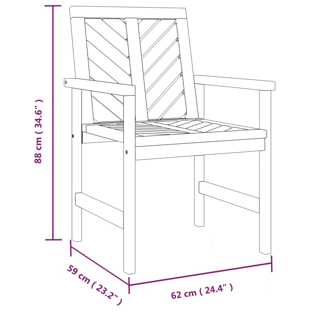 vidaXL Sillas de comedor para jardín 4 uds madera maciza acacia