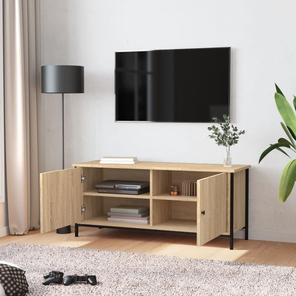 vidaXL Mueble TV con puertas contrachapada roble Sonoma 102x35x45 cm