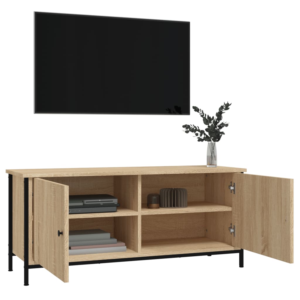 vidaXL Mueble TV con puertas contrachapada roble Sonoma 102x35x45 cm