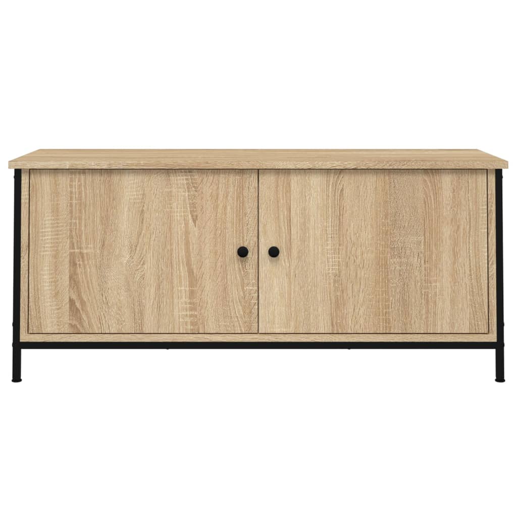 vidaXL Mueble TV con puertas contrachapada roble Sonoma 102x35x45 cm