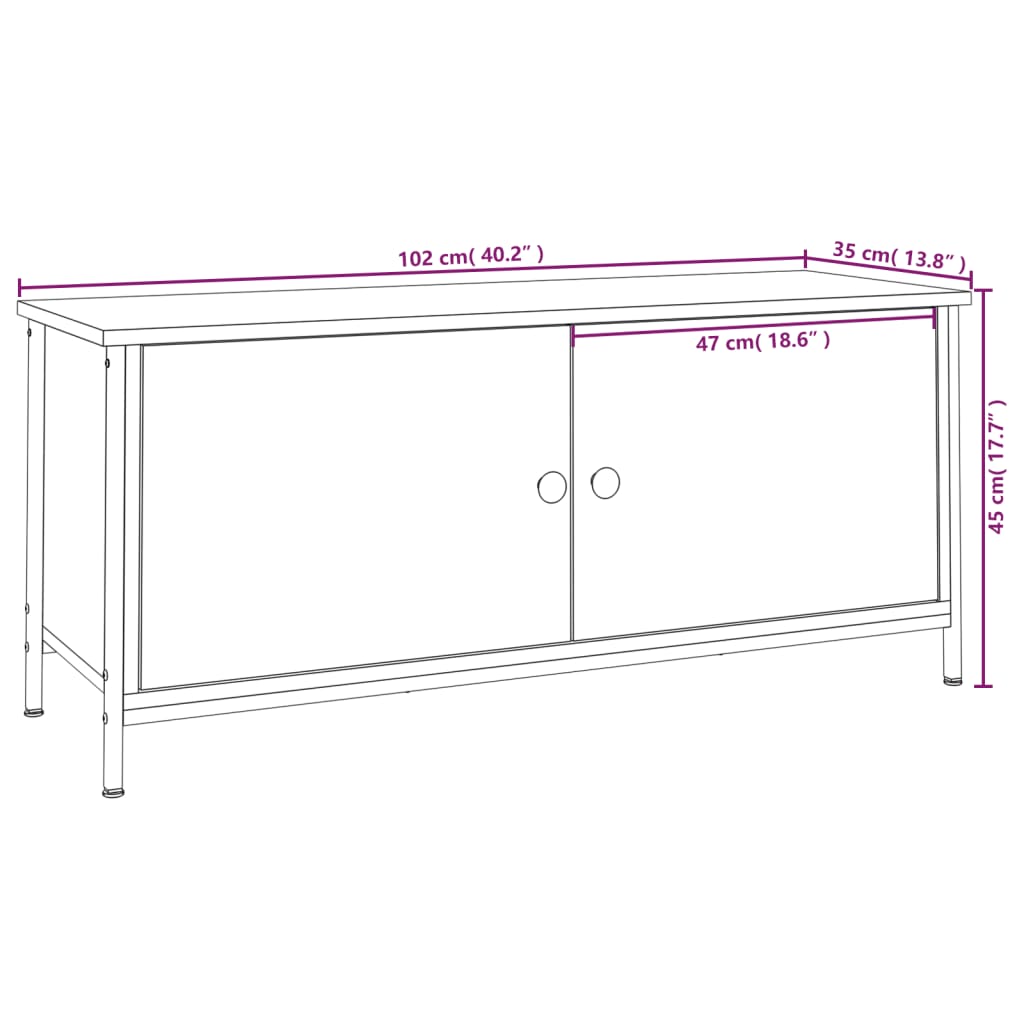 vidaXL Mueble TV con puertas contrachapada roble Sonoma 102x35x45 cm