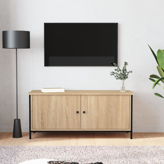 vidaXL Mueble TV con puertas contrachapada roble Sonoma 102x35x45 cm