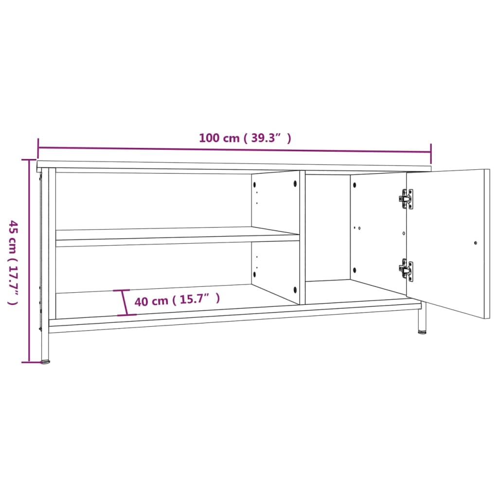 vidaXL Mueble de TV madera contrachapada negro 100x40x45 cm