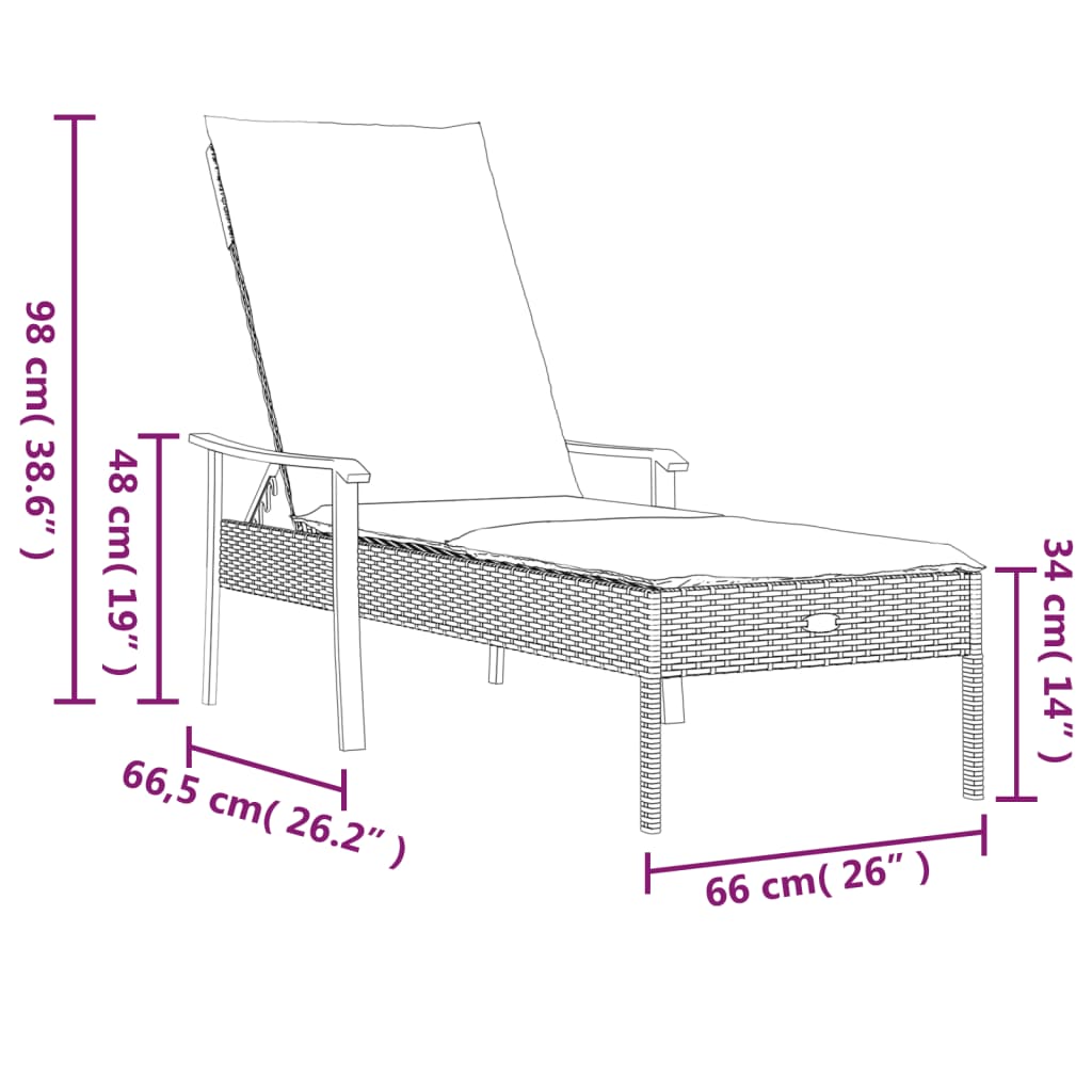 vidaXL Tumbonas 2 unidades con mesa y cojines ratán sintético gris