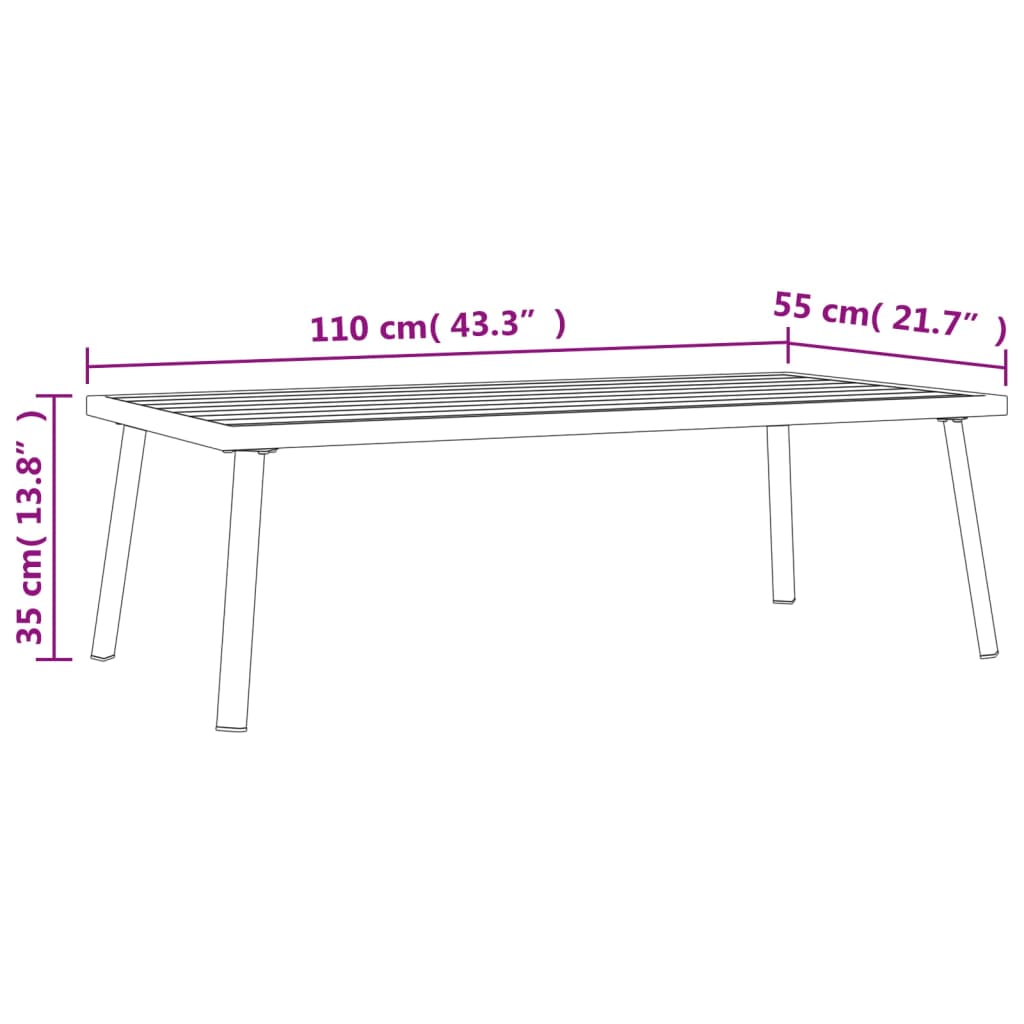 vidaXL Mesa de centro para jardín acero gris antracita 110x55x35 cm