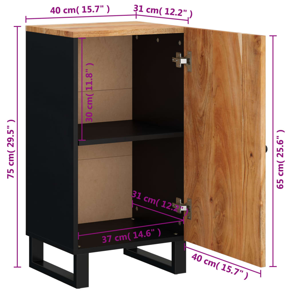 vidaXL Aparador con puerta madera maciza de acacia 40x31x75 cm