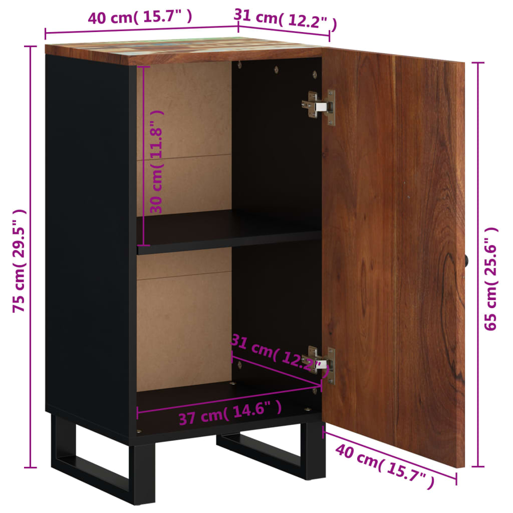 vidaXL Aparador con puerta madera maciza reciclada 40x31x75 cm