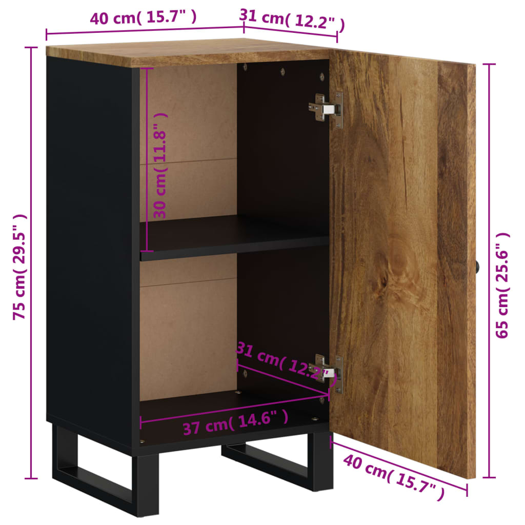 vidaXL Aparador con puerta madera maciza de mango 40x31x75 cm