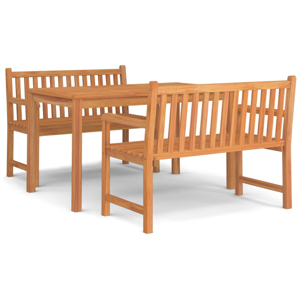 vidaXL Juego de comedor para jardín 3 pzas madera maciza de teca