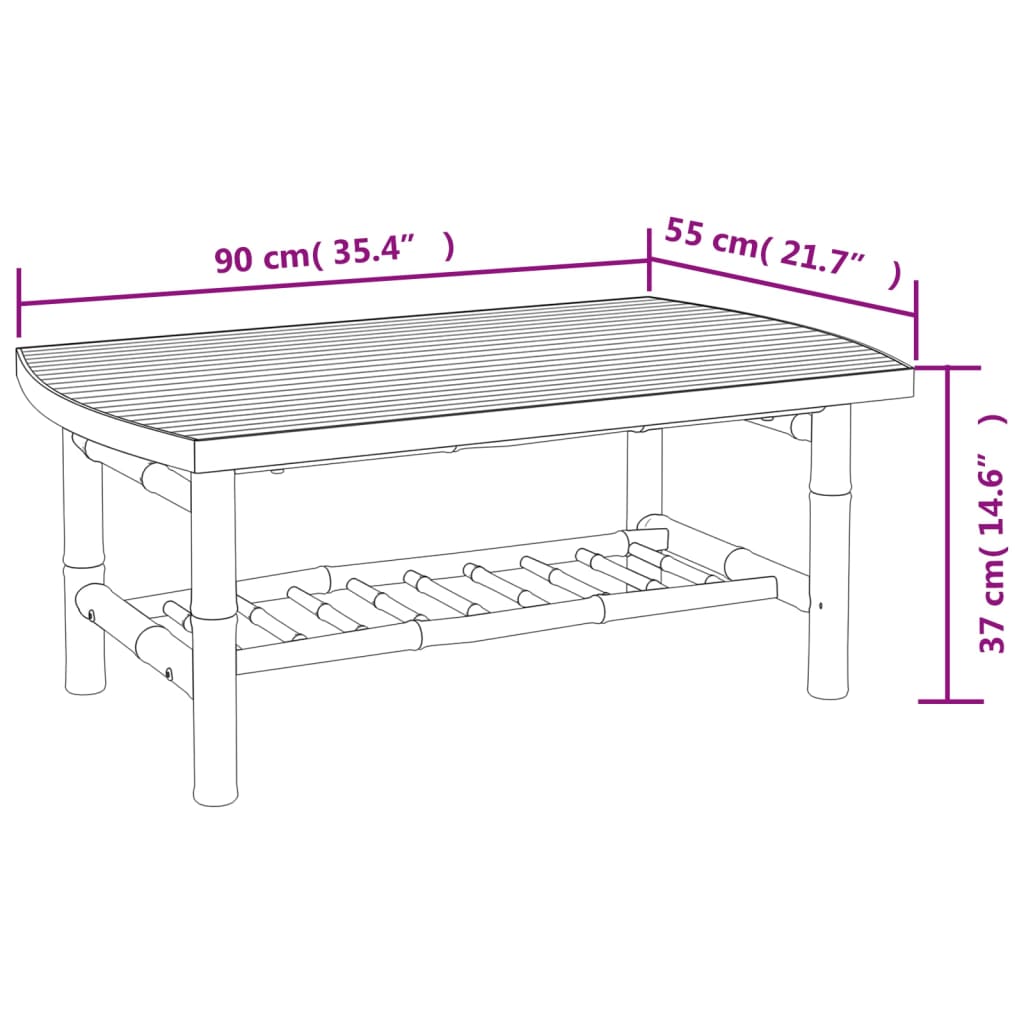 vidaXL Set de muebles de jardín 3 piezas bambú y cojines blanco crema