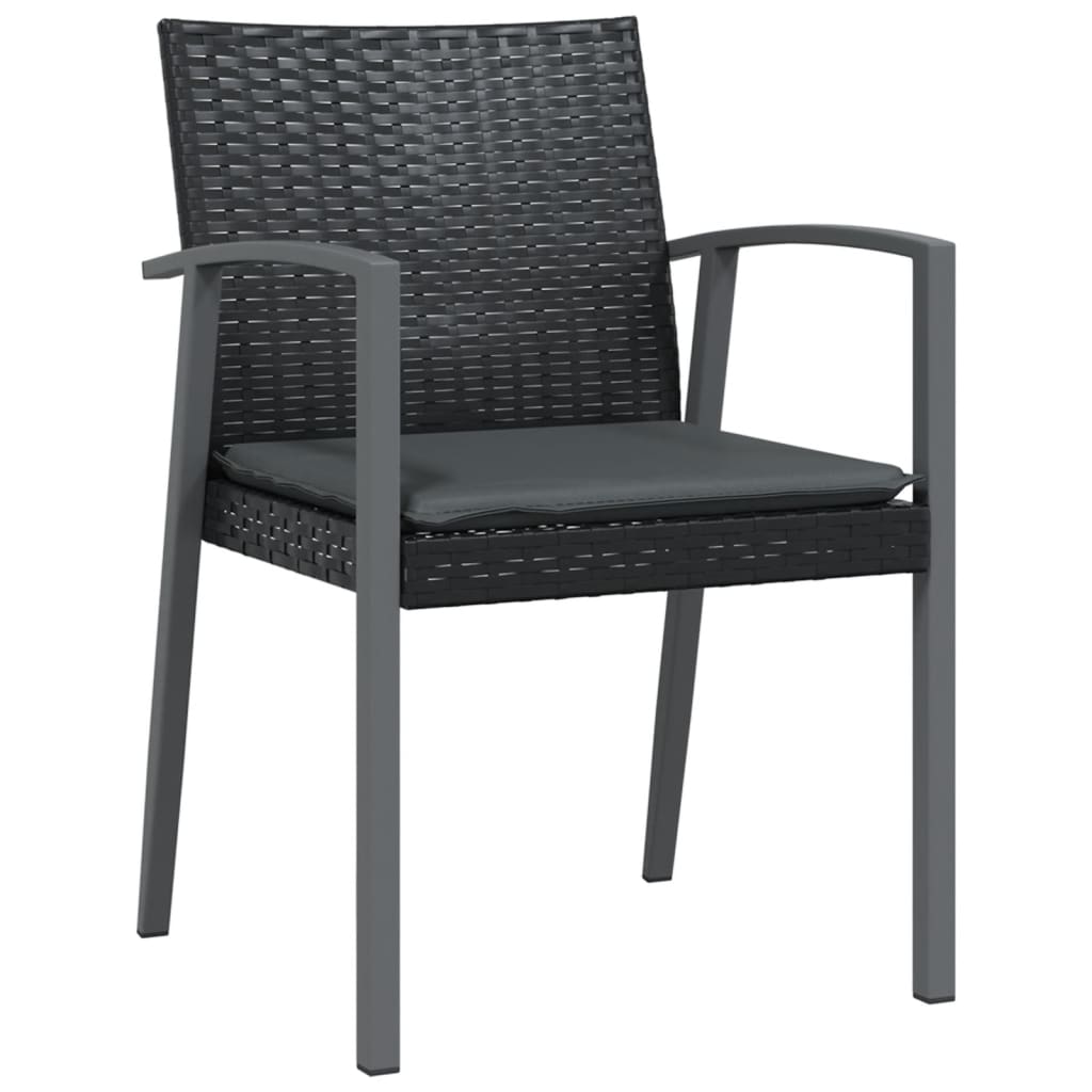 vidaXL Sillas jardín cojines 2 uds ratán sintético negro 56,5x57x83 cm