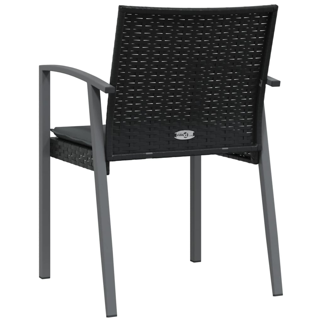 vidaXL Sillas jardín cojines 2 uds ratán sintético negro 56,5x57x83 cm