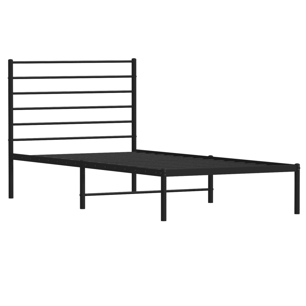 vidaXL Estructura cama sin colchón con cabecero metal negro 90x190 cm