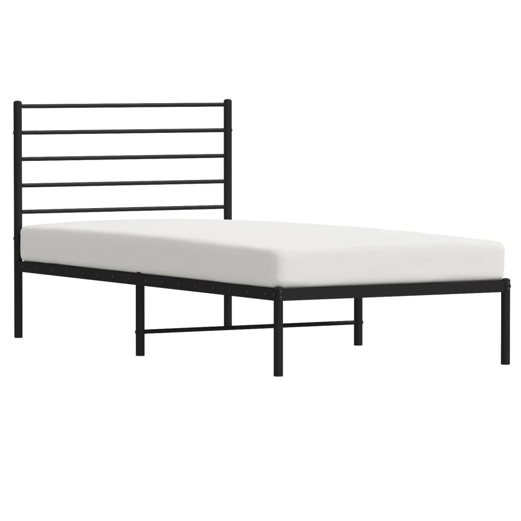 vidaXL Estructura cama sin colchón con cabecero metal negro 90x190 cm