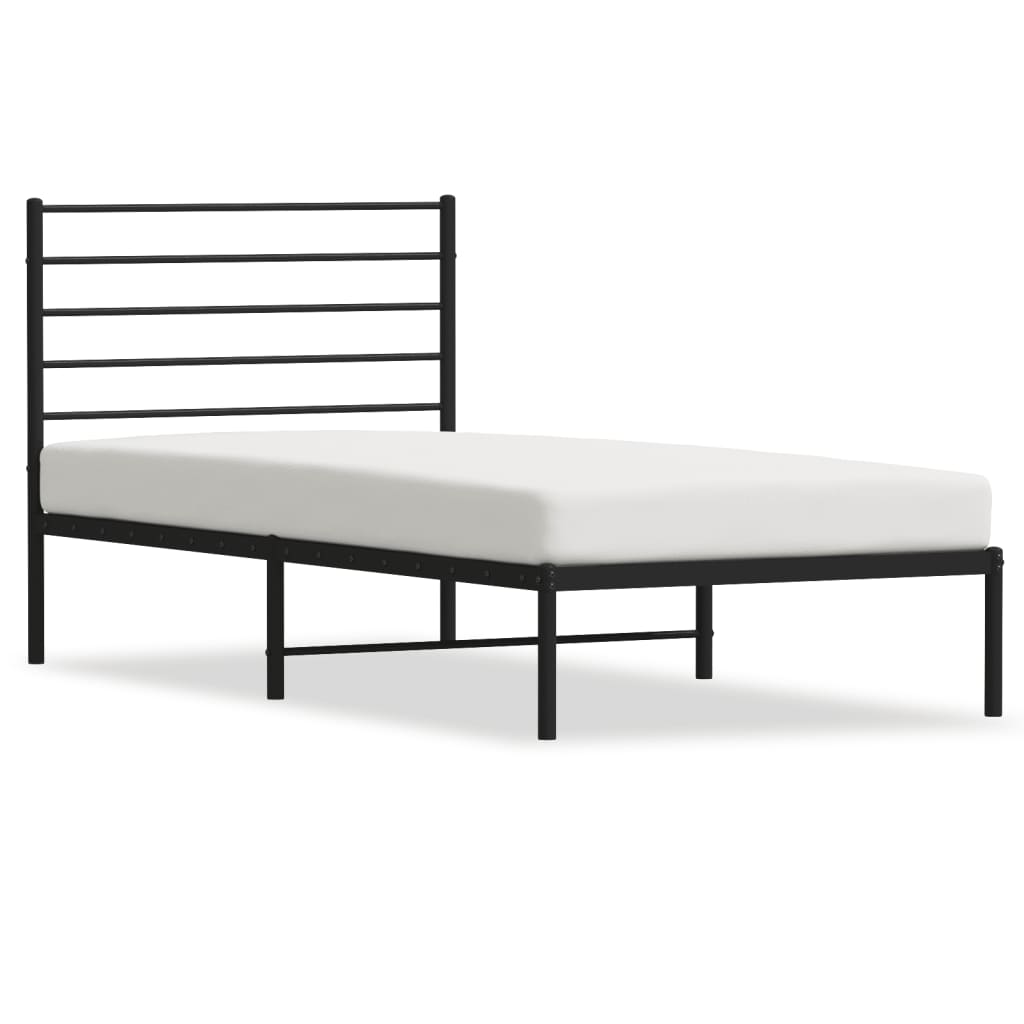 vidaXL Estructura cama sin colchón con cabecero metal negro 90x200 cm