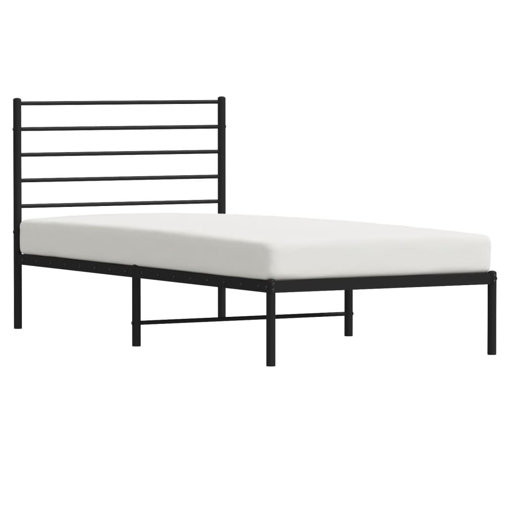 vidaXL Estructura cama sin colchón con cabecero metal negro 90x200 cm