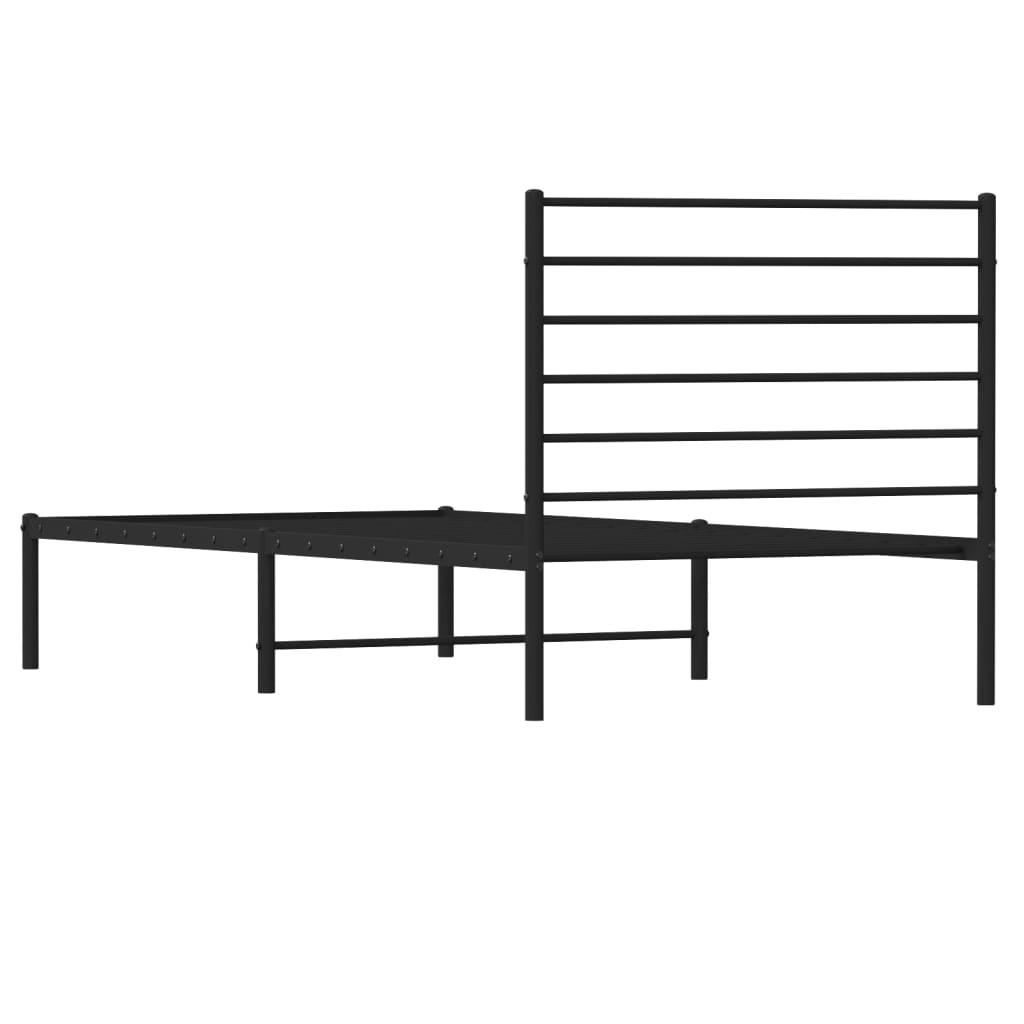 vidaXL Estructura cama sin colchón con cabecero metal negro 90x200 cm