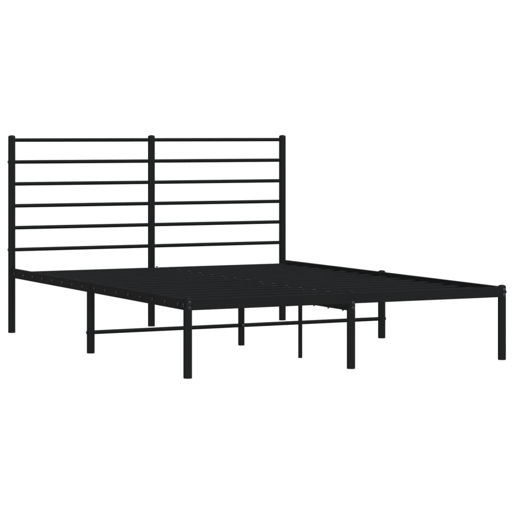 vidaXL Estructura cama sin colchón con cabecero metal negro 160x200 cm