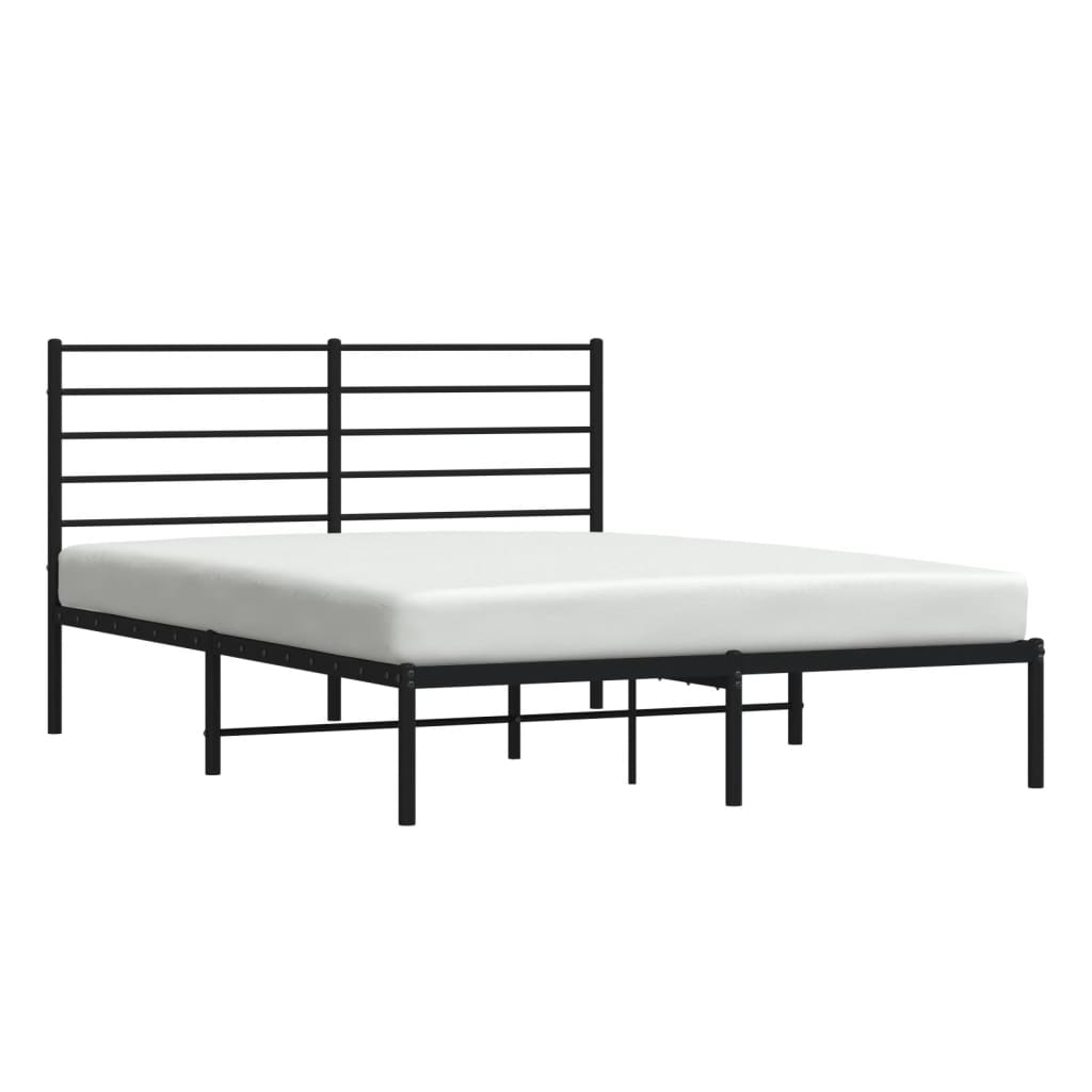 vidaXL Estructura cama sin colchón con cabecero metal negro 160x200 cm