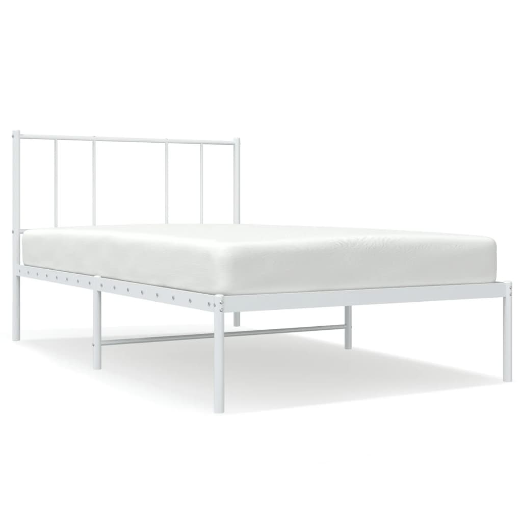 vidaXL Estructura cama sin colchón con cabecero metal blanco 90x200 cm