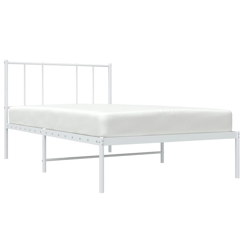 vidaXL Estructura cama sin colchón con cabecero metal blanco 90x200 cm