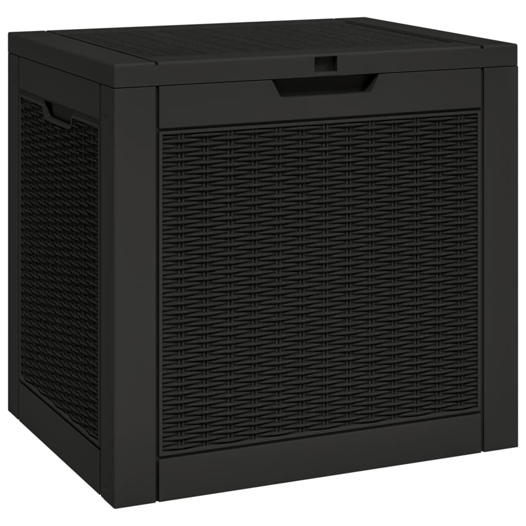 vidaXL Caja de almacenaje de jardín polipropileno negra 55,5x43x53 cm