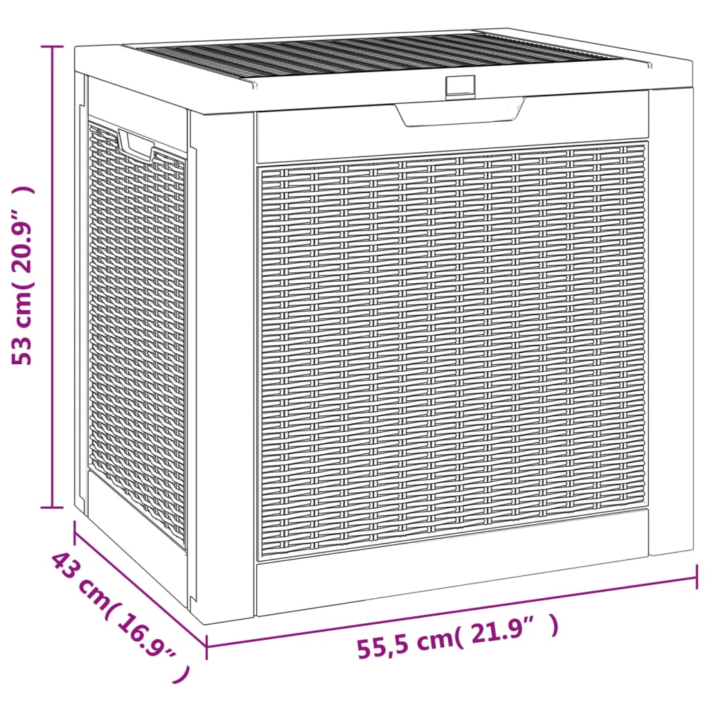 vidaXL Caja de almacenaje de jardín polipropileno negra 55,5x43x53 cm