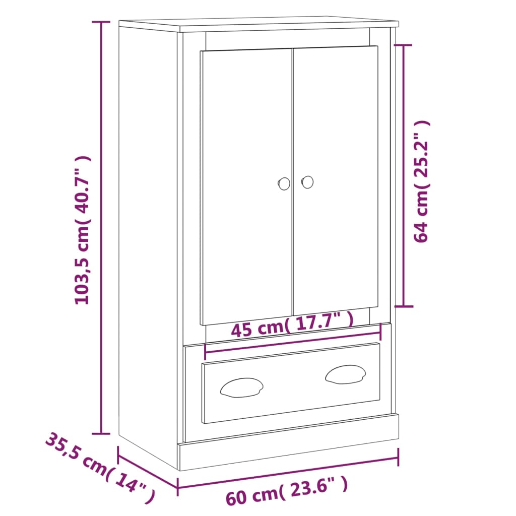 vidaXL Aparador de madera contrachapada gris Sonoma 60x35,5x103,5 cm