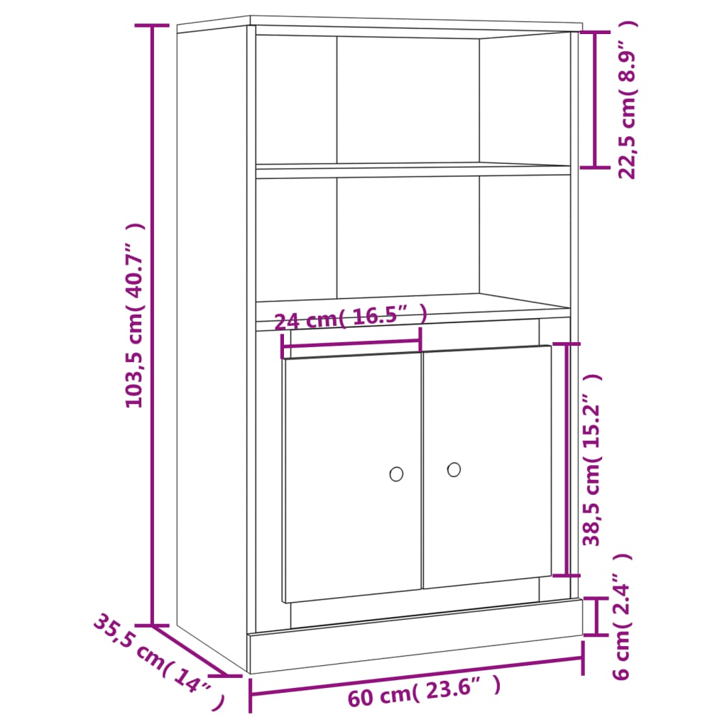 vidaXL Aparador de madera contrachapada gris Sonoma 60x35,5x103,5 cm