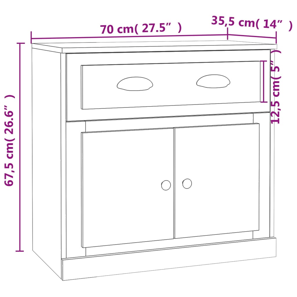 vidaXL Aparador de madera contrachapada roble ahumado 70x35,5x67,5 cm