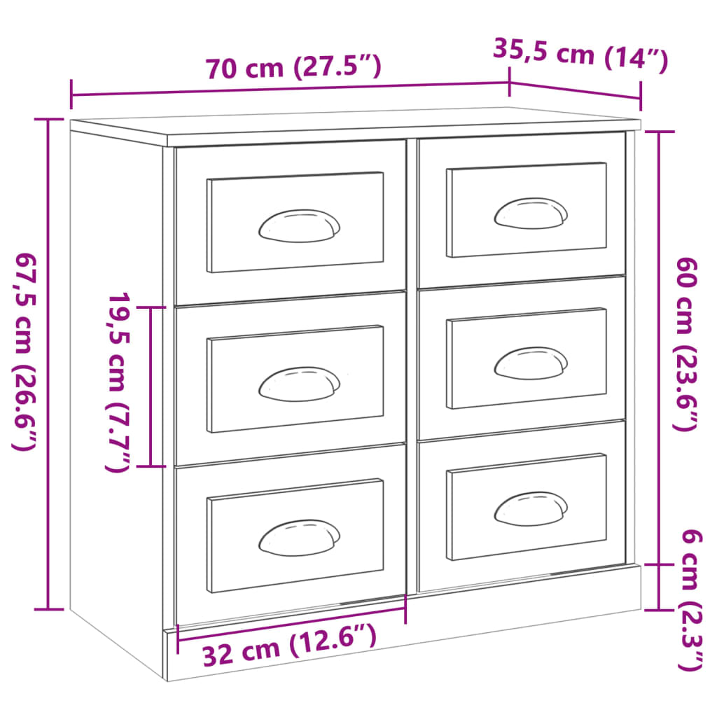 vidaXL Aparador de madera contrachapada roble ahumado 70x35,5x67,5 cm