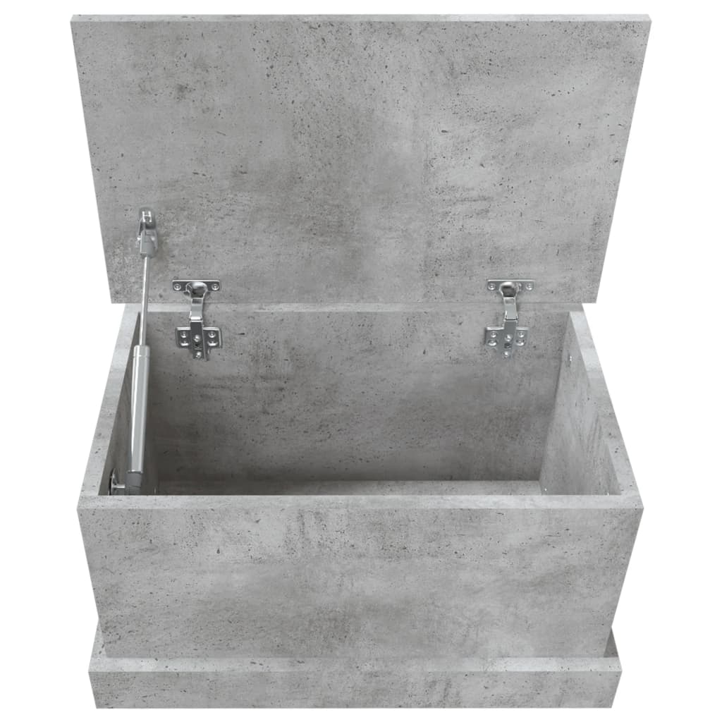 vidaXL Baúl almacenaje madera contrachapada gris hormigón 50x30x28 cm