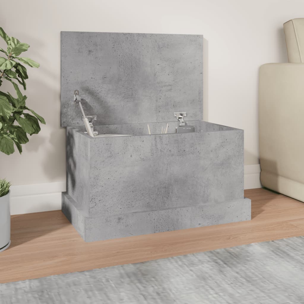 vidaXL Baúl almacenaje madera contrachapada gris hormigón 50x30x28 cm