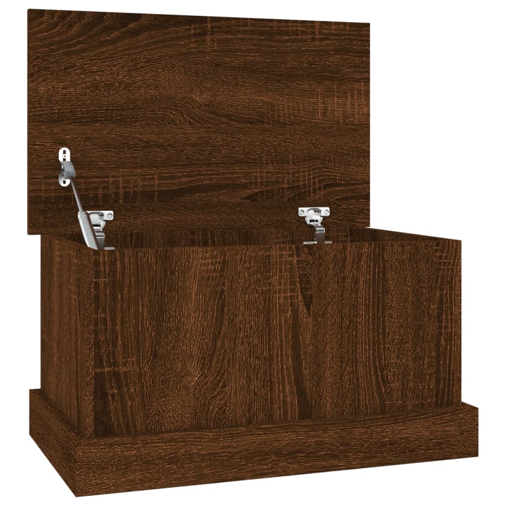 vidaXL Baúl almacenaje madera contrachapada roble marrón 50x30x28 cm