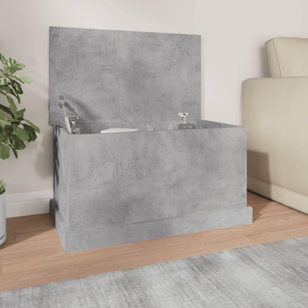 vidaXL Baúl almacenaje madera contrachapada gris hormigón 70x40x38 cm