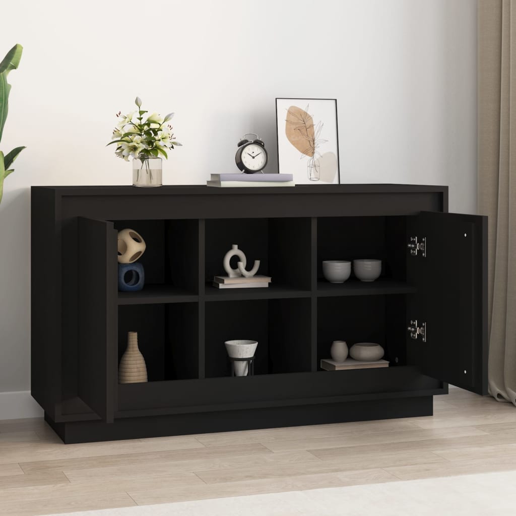 vidaXL Aparador de madera contrachapada negro 102x35x60 cm