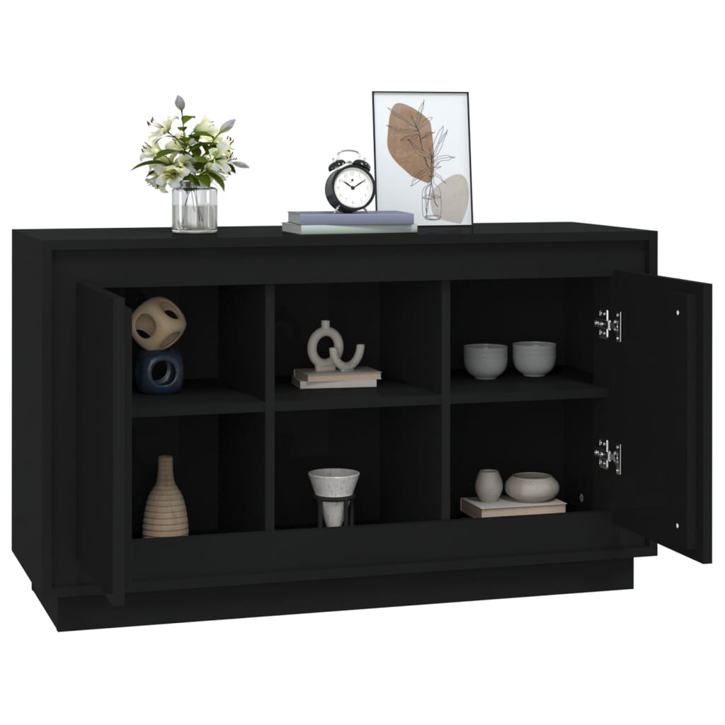 vidaXL Aparador de madera contrachapada negro 102x35x60 cm