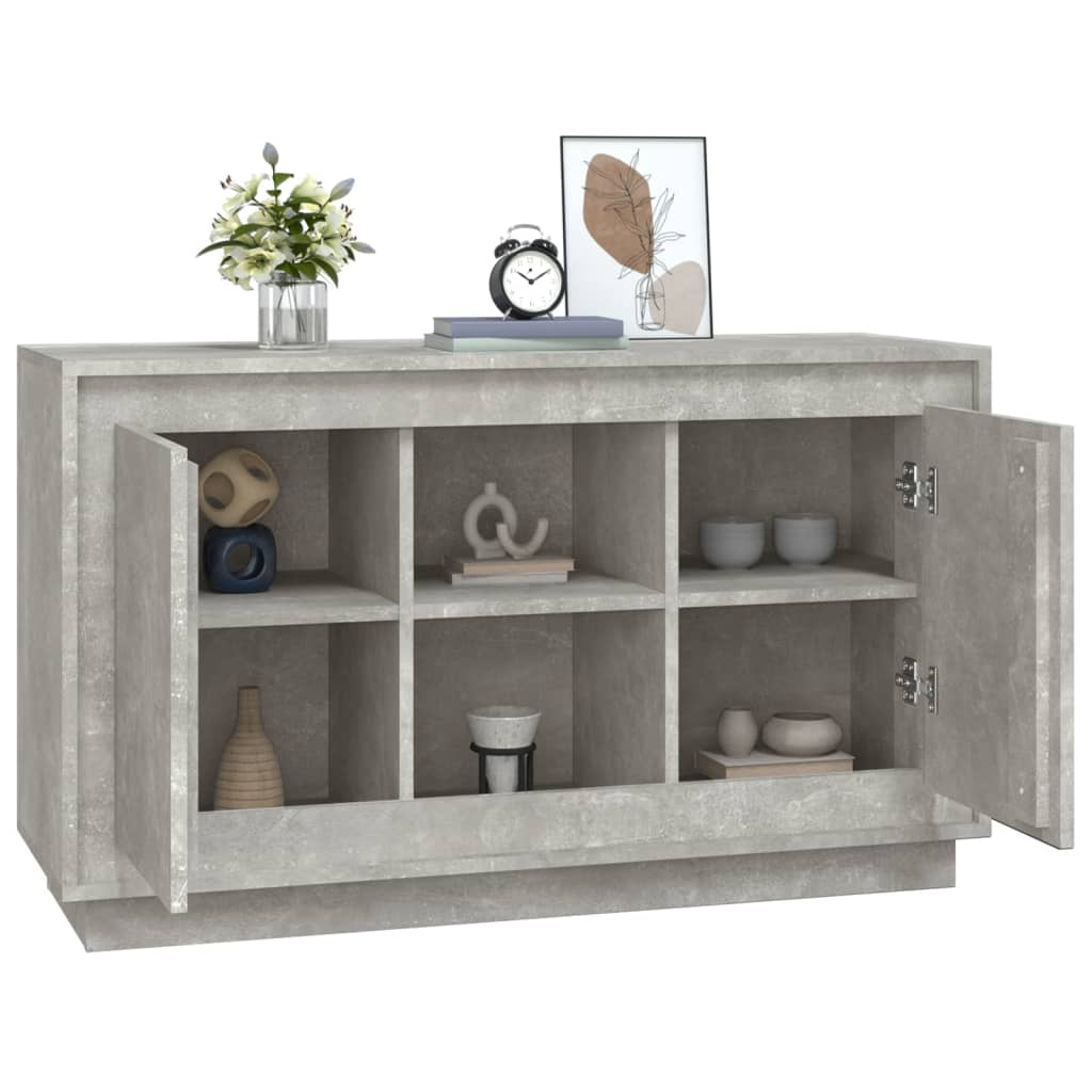 vidaXL Aparador de madera contrachapada gris hormigón 102x35x60 cm