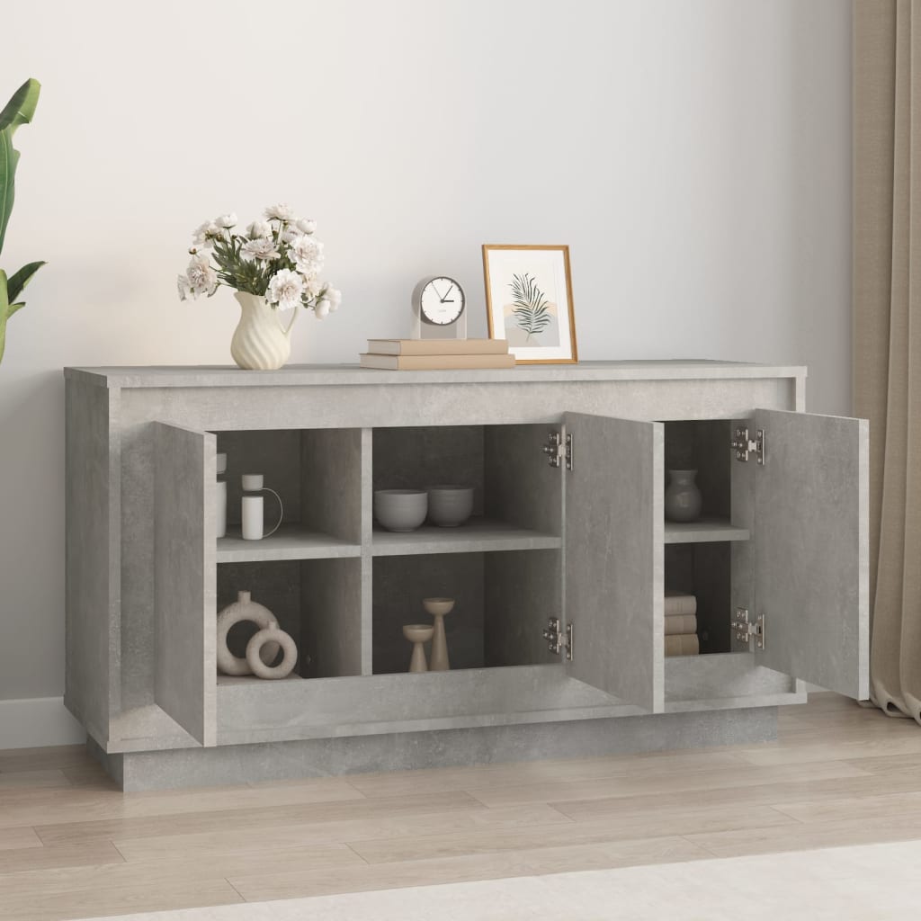 vidaXL Aparador de madera contrachapada gris hormigón 102x35x55 cm