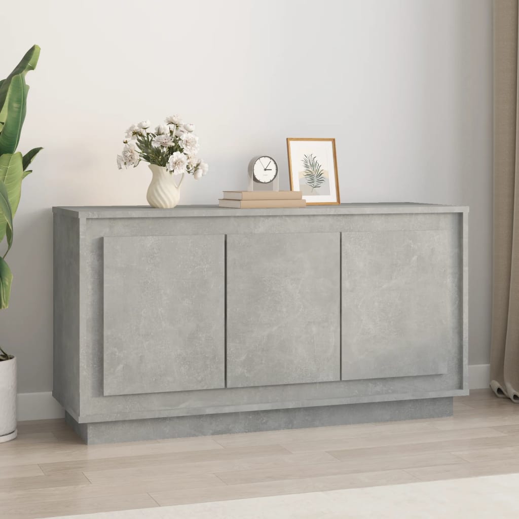 vidaXL Aparador de madera contrachapada gris hormigón 102x35x55 cm