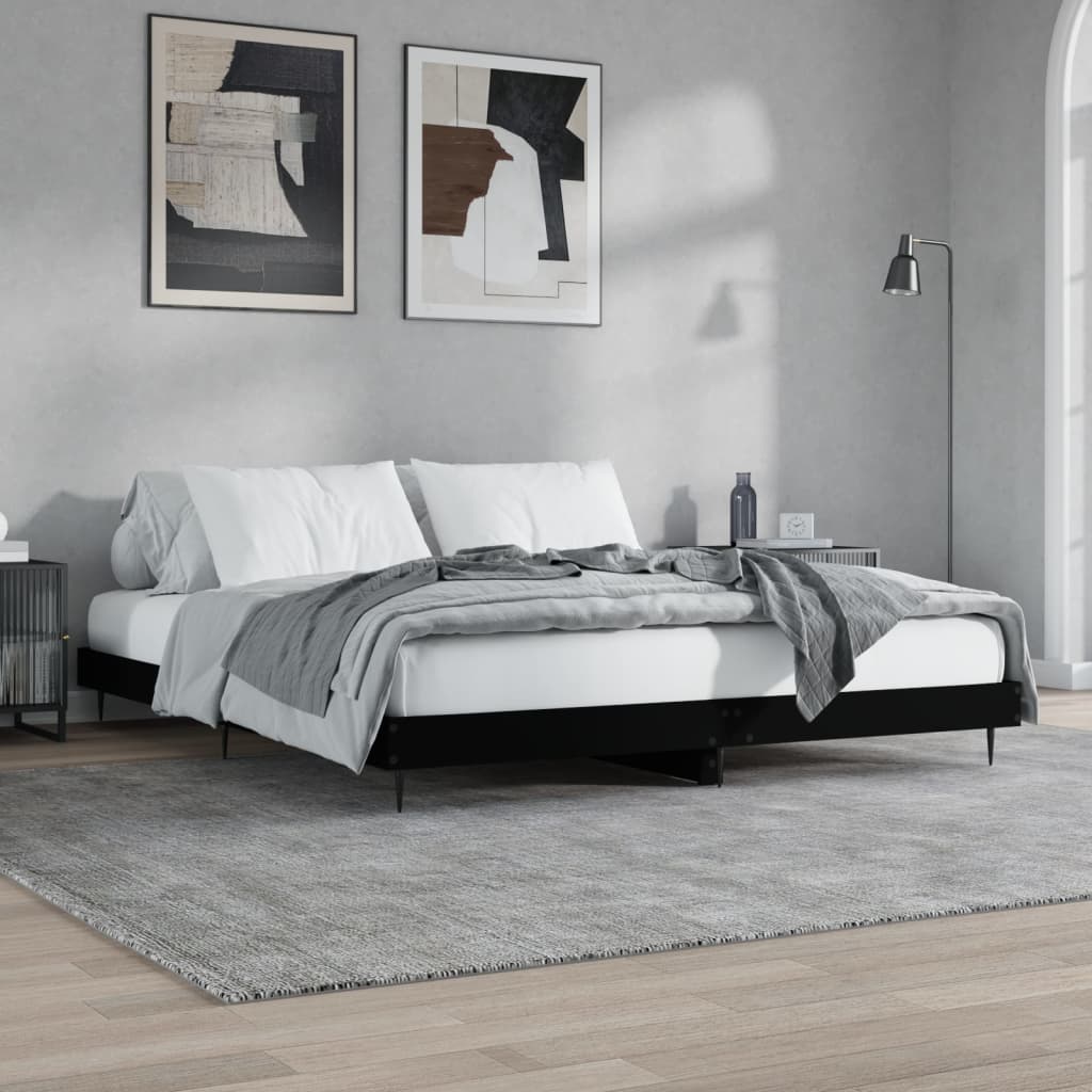 vidaXL Estructura de cama madera de ingeniería negra 160x200 cm