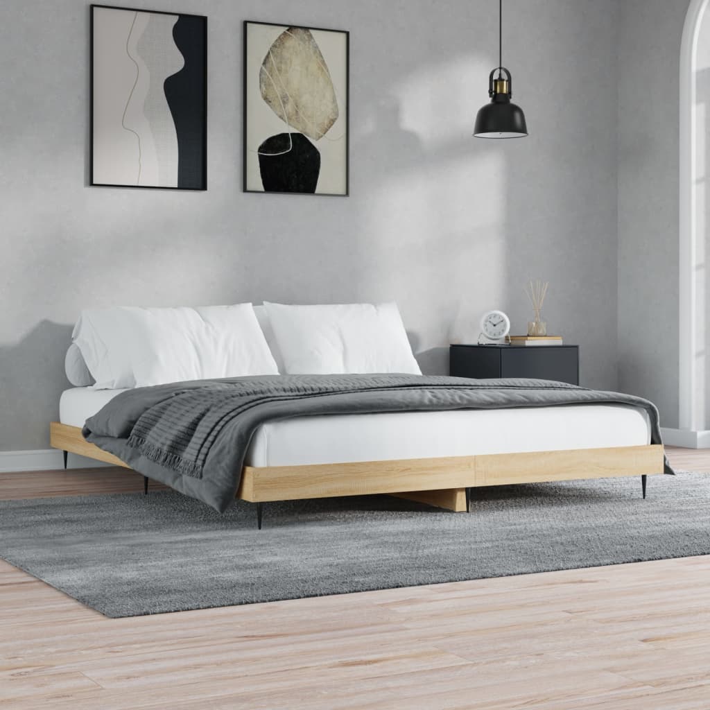 vidaXL Estructura de cama sin colchón madera roble Sonoma 140x200 cm