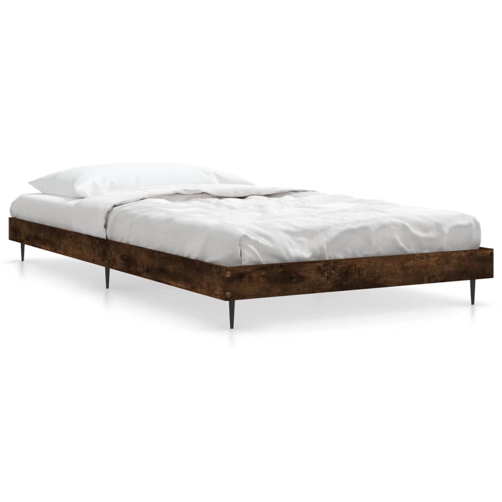 vidaXL Estructura de cama sin colchón madera roble ahumado 90x200 cm