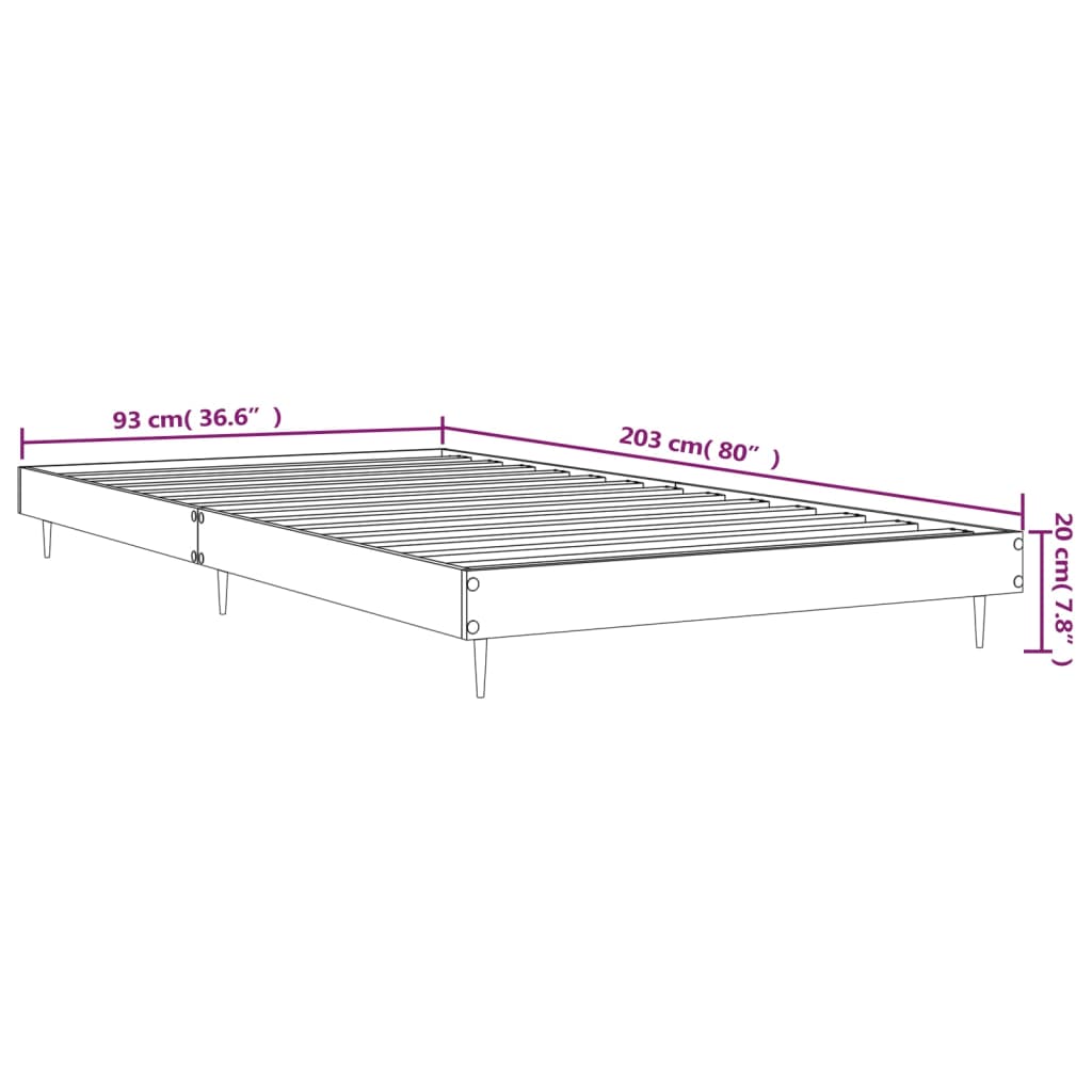 vidaXL Estructura de cama sin colchón madera roble ahumado 90x200 cm